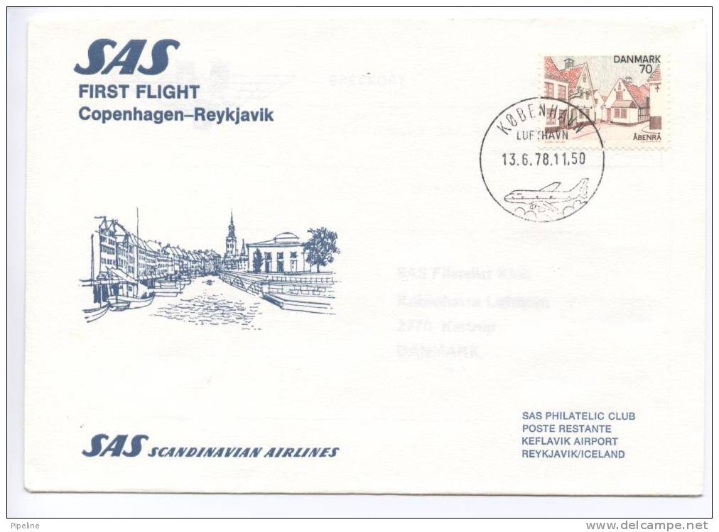 Denmark First SAS Flight Copenhagen - Reykjavik 13-6-1978 - Briefe U. Dokumente