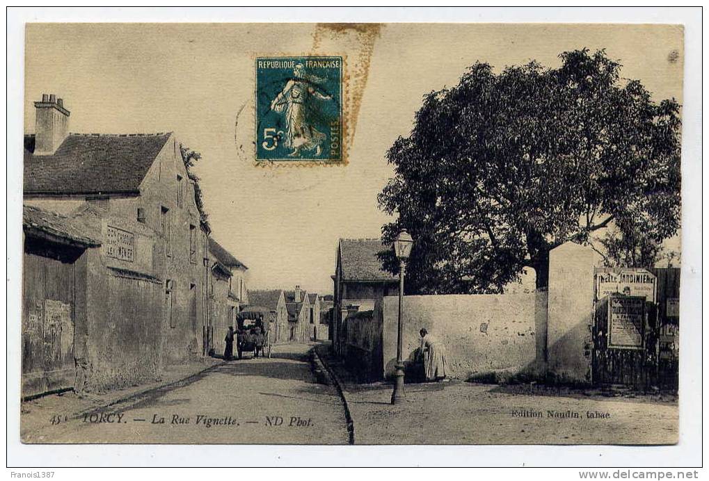 Ref 163 - TORCY - La Rue VIGNETTE (1910 - RARE CARTE PRECURSEUR - Scan Du Verso) - Torcy