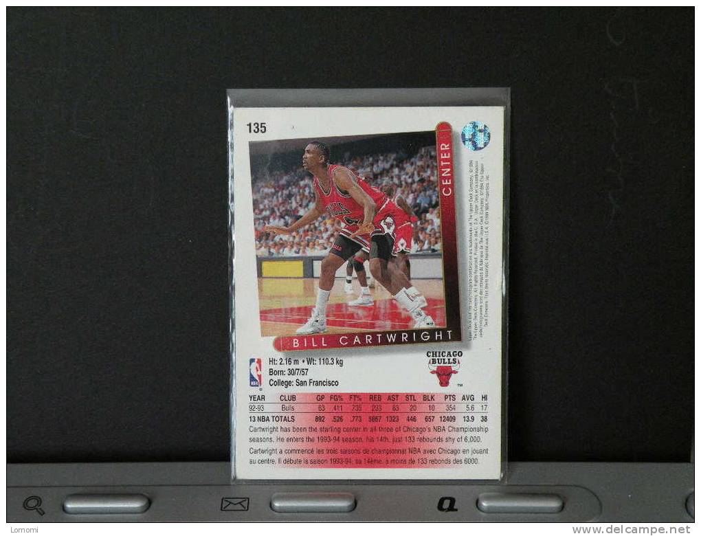 Carte  Basketball US 1992/93/94/95/96 - Bill CARTWRIGHT - N° 135 - 2 Scan - Chicago Bulls