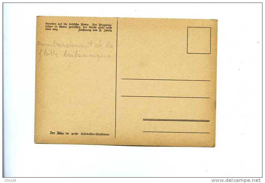 008487/89  - Par Illustrateur Bombardement De La Flotte Britannique      Série ADLER  Carton Souple 10,5 X 14,8 Cm - 1939-1945: 2de Wereldoorlog