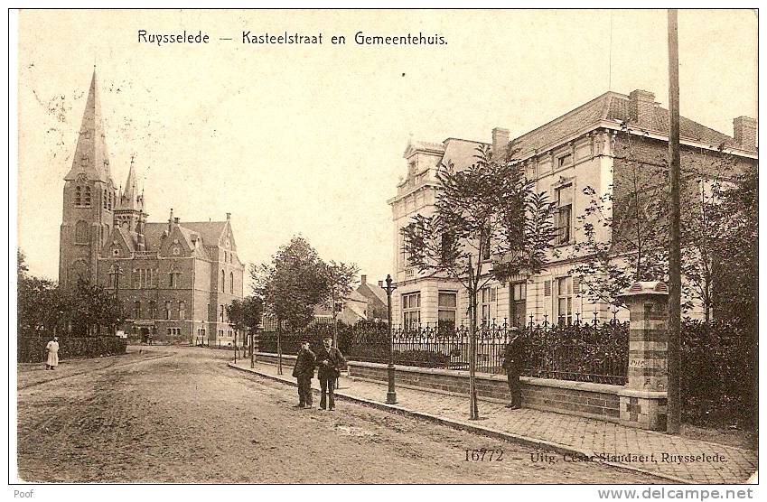 Ruysselede / Ruiselede : Kasteelstraat En Gemeentehuis 1911 - Ruiselede