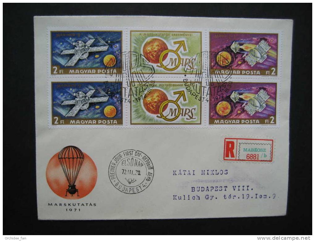 Ungarn 1972, Marsforschung Mi 2739A-2740A (2 Dreierstsreifen) FDC - Europe