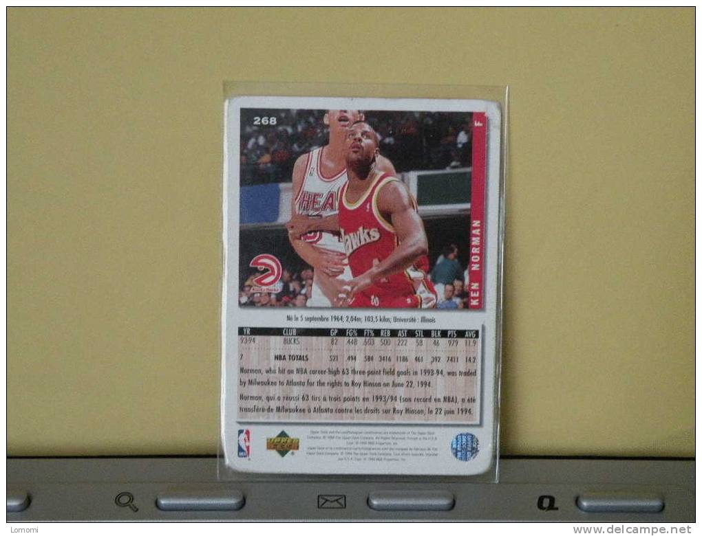 Carte  Basketball US 1992/93/94/95/96 - Ken Norman - N° 268  - 2 Scan - Atlanta Hawks