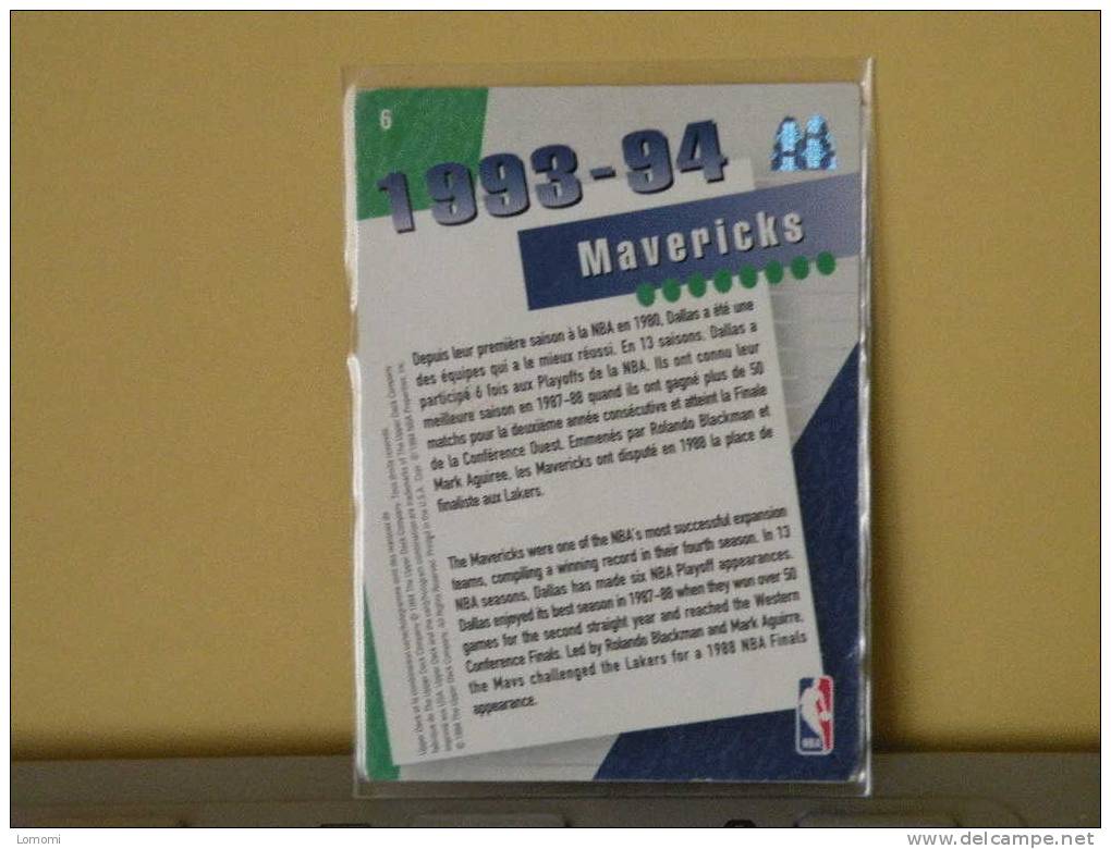 Carte  Basketball US 1992/93/94/95/96 -  Dallas 1993 -94 - N° 1 - 2 Scan - Dallas Mavericks