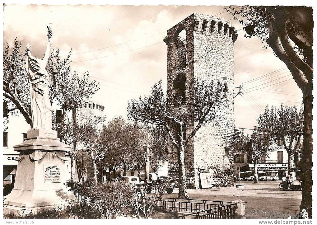 Sisteron Monument Aux Morts Vieille Tour Et L'hotel Du Cours , Ed Mar Nice - Sisteron