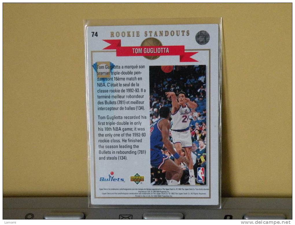 *Carte  Basketball US 1992/93/94/95/96 -  Bullets - Tom Gugliotta - N° 74 - 2 Scan - Altri & Non Classificati