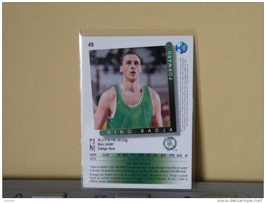 Carte  Basketball US 1992/93/94/95/96 -  Dino Radja - N° 49 - 2 Scan - Boston Celtics