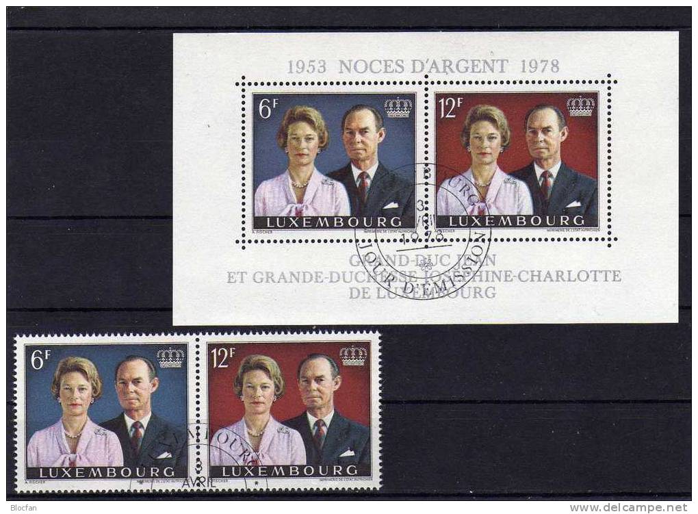 Silberne Hochzeitspaar Im Großherzogtum Luxemburg 962/3+ Block 11 O 4€ - Used Stamps