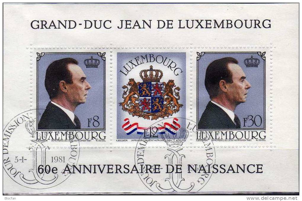 1981 Jubiläum Großherzog Von Luxemburg Block 13 SST 4€ Porträt Bloque Hojita M/s Waps Bloc S/s Sheet Bf Luxembourg - Oblitérés