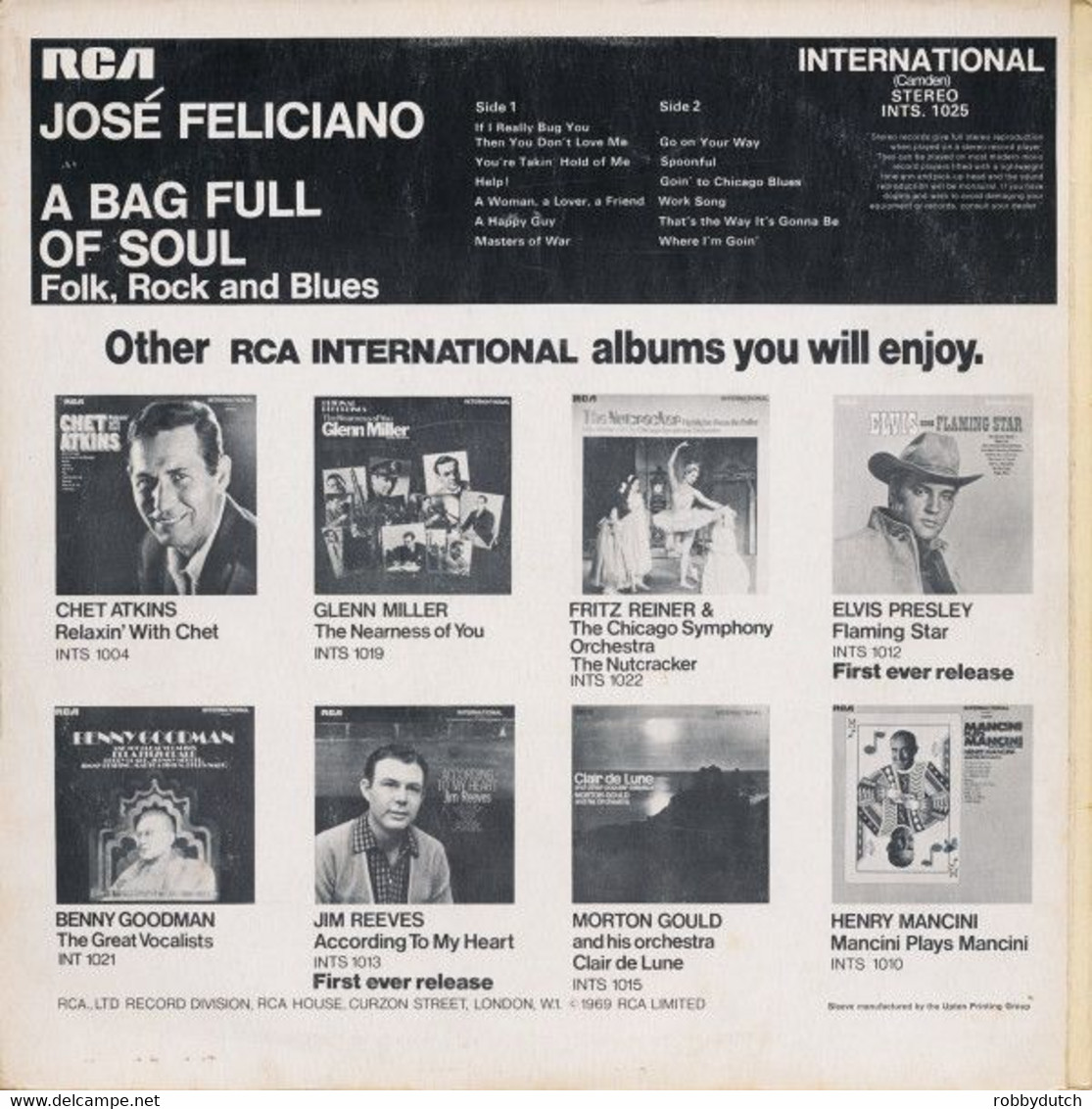 * LP *  JOSÉ FELICIANO - A BAG FULL OF SOUL (U.K. 1965) - Soul - R&B