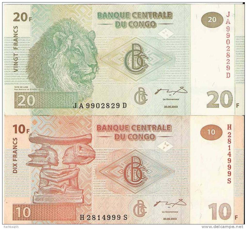 CONGO Lot De 2 Billet 10-20 Francs Etat Neuf - Unclassified