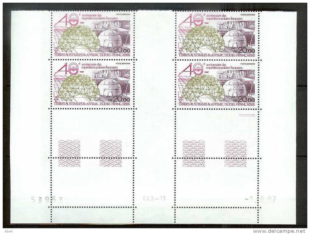 TAAF  PA 102 X 4 Coin Daté 1-9-87  40éme Ann Des Expéditions POLAIRES - Poste Aérienne