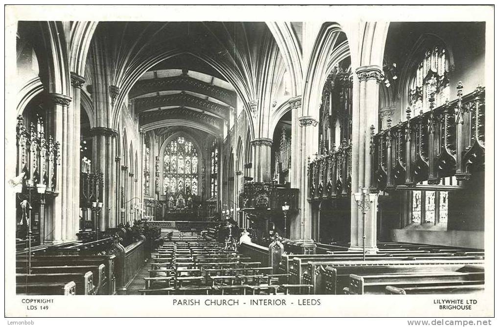 Britain United Kingdom - Parish Church  Interior, Leeds Real Photo Used Postcard [P207] - Leeds
