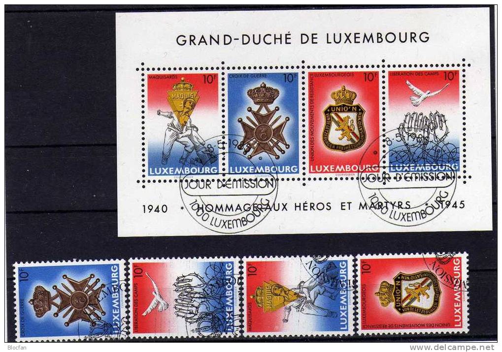 40 Jahre Waffenstillstand 1945 Luxemburg 1127/0+ Block 14 O 7€ - Stamps