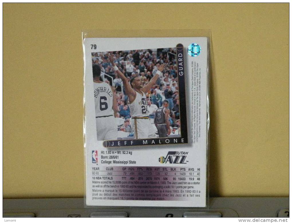 Carte  Basketball US 1992/93/94/95/96 -  Jeff Malone  - N° 79 - 2 Scan - Utah Jazz