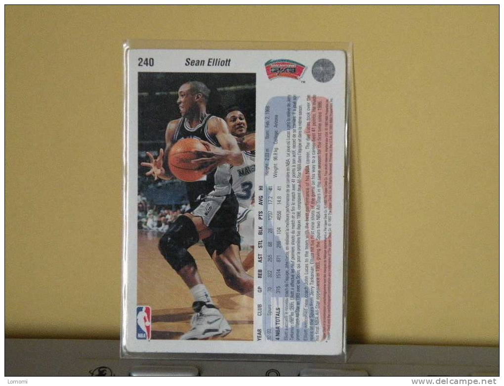 Carte  Basketball US 1992/93/94/95/96 -  Sean Elliott - N° 240 - 2 Scan - San Antonio Spurs