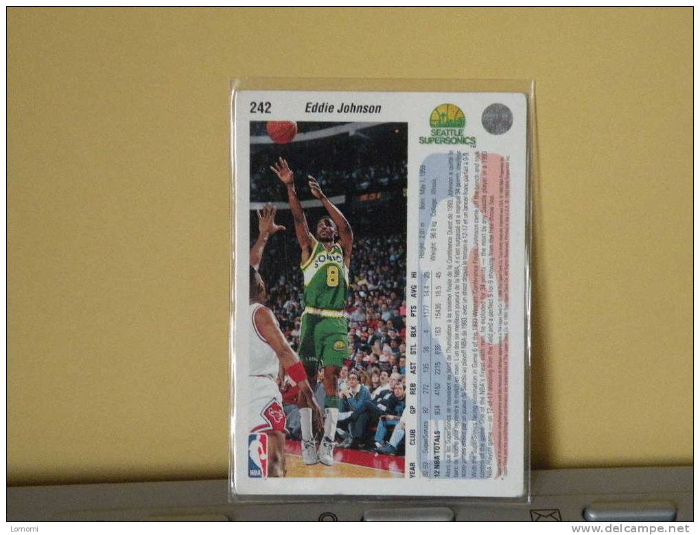 Carte  Basketball US 1992/93/94/95/96 -  Eddie Johnson - N° 242 - 2 Scan - Seattle Supersonics