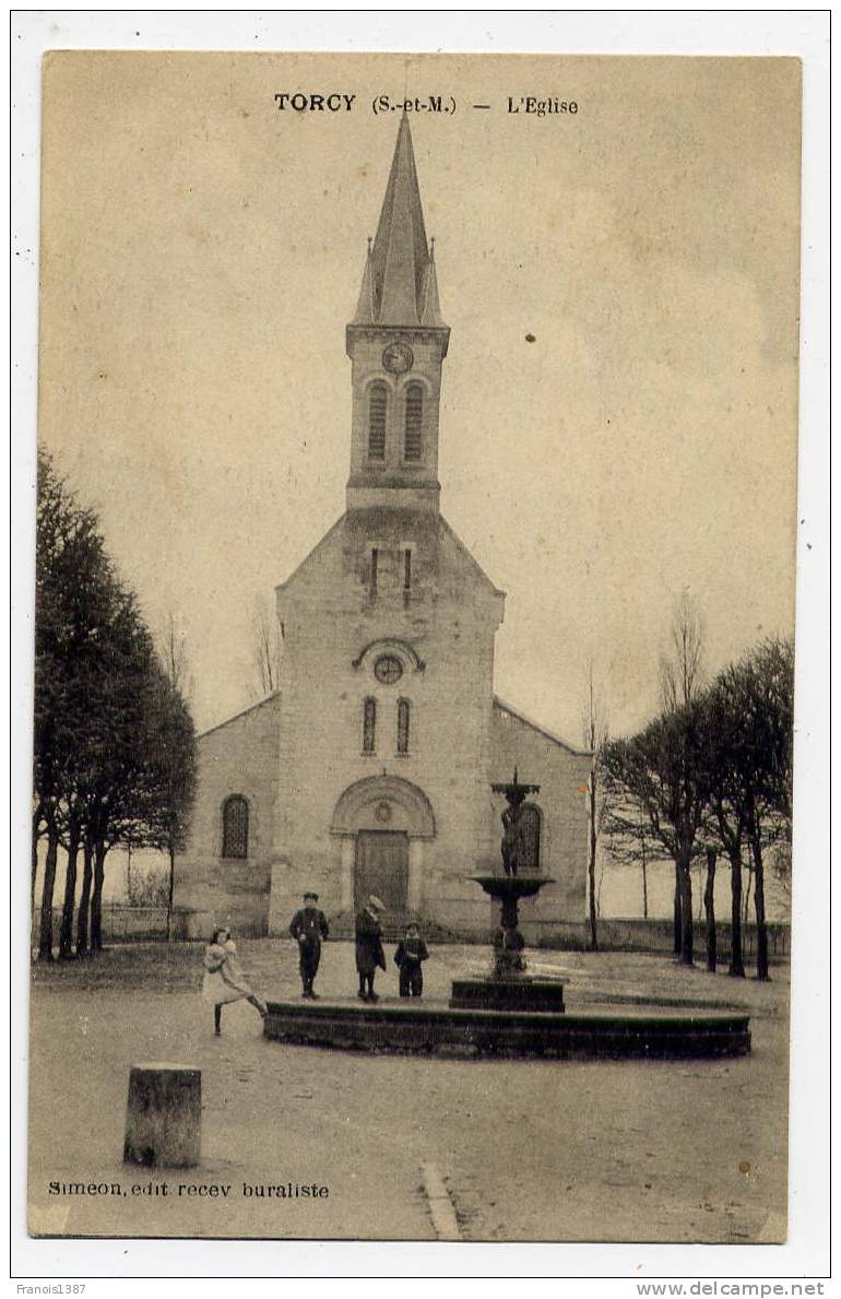 Ref 163 - TORCY - L'église (carte Animée De 1917) - Torcy