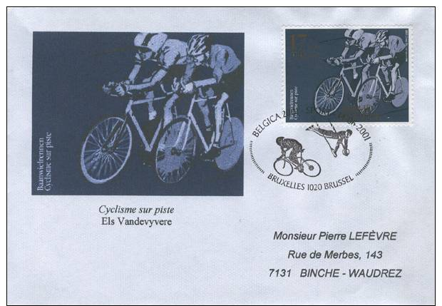 Enveloppe 2001 N° 3012 Avec FDC (prévente ) - Cyclisme Sur Piste - 2001-2010