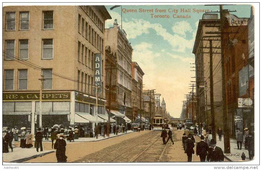 1914 Queen Street From City Hall Square, Toronto, Tram, Tramway, Trolley Carpet Shop, Tapisserie - Toronto