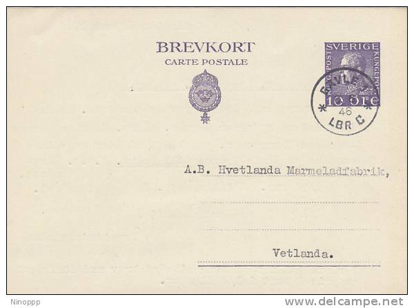 Sweden-1946 Used Prepaid Post Card - Ganzsachen