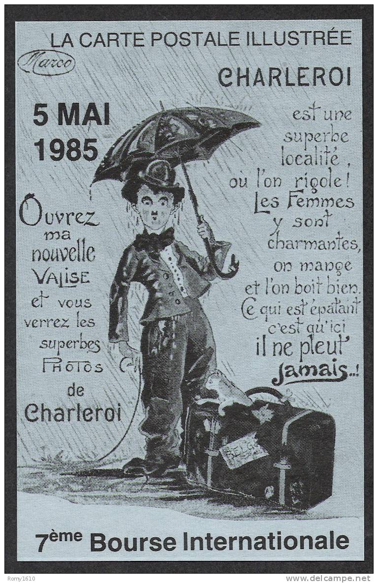 CHarlie Chaplin. Salon De La Carte Postale Illustrée - Charleroi 1985. 7e Bourse. Tirage Limité à 500 Cartes  N°159. - Collector Fairs & Bourses