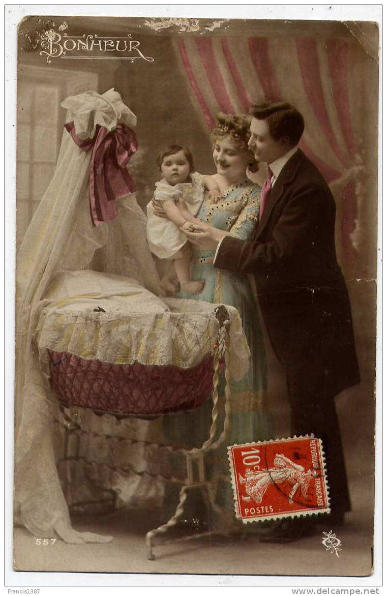 Ref 163 - BONHEUR - Belle Carte Fantaisie Avec Le Bébé - Birth