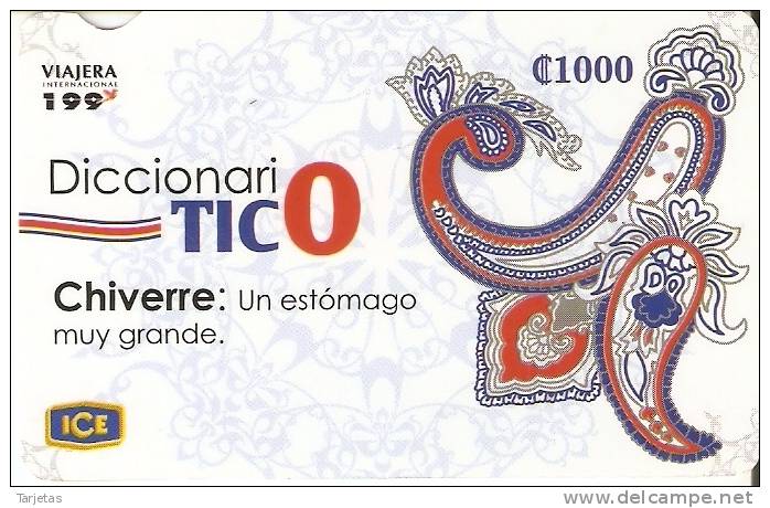 TARJETA DE COSTA RICA DE DICCIONARIO TICO: CHIVERRE - Costa Rica