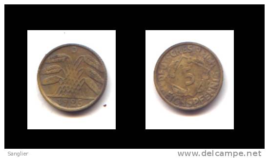 5 REICHPFENNIG 1925 D - 5 Rentenpfennig & 5 Reichspfennig