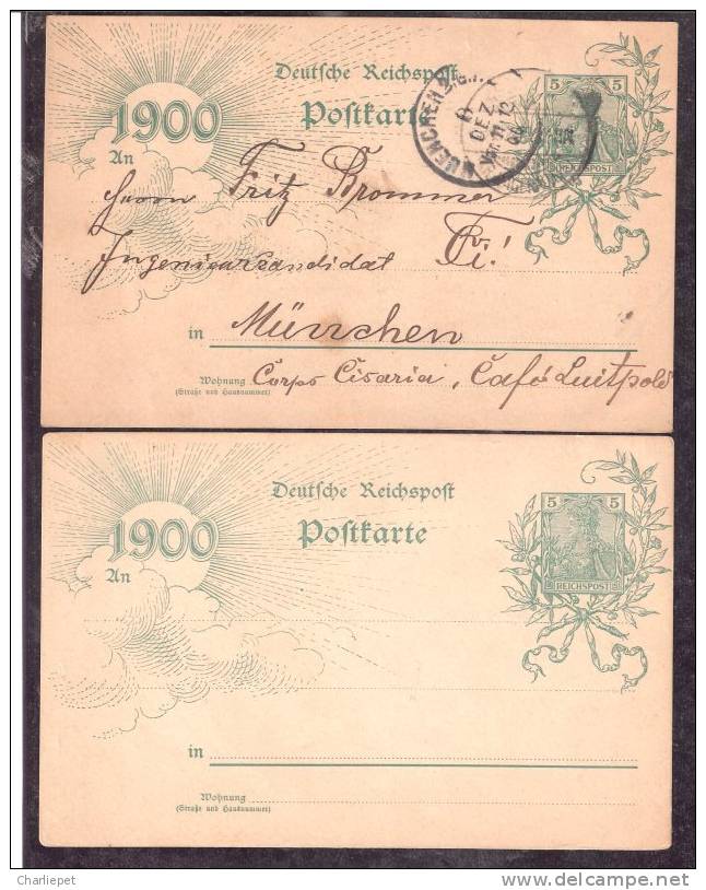 2 Germany 1900 Rich Commemorative Postal Card 1 Used Both  With Wrighting On The Back - Sonstige & Ohne Zuordnung