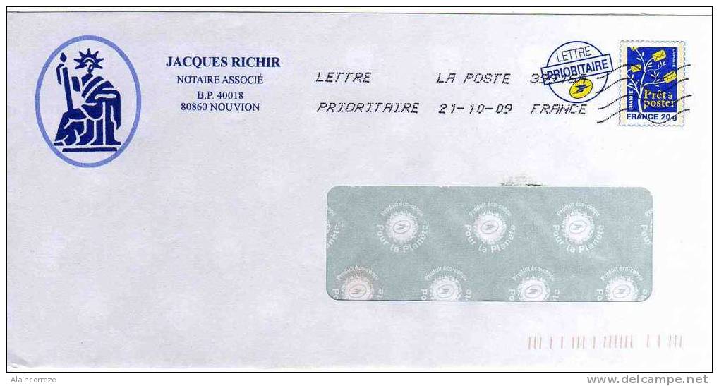 Entier Postal PAP Repiqué Somme Nouvion Notaire Associé - Listos A Ser Enviados : Réplicas Privadas