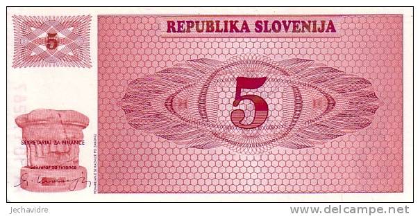 SLOVENIE  5 Tolarjev  Non Daté (1990)   Pick 3a     ***** BILLET  NEUF ***** - Slovenia