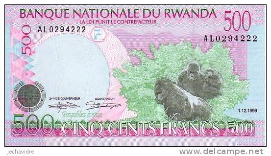 RWANDA   500 Francs  Daté Du 01-12-1998  Pick 26     ***** BILLET  NEUF ***** - Rwanda