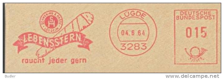 DEUTSCHE BUNDESPOST : 1964 : Red Postal Metermark On Fragment : ROKEN,FUMER,SMOKE,SIGAAR,CIGARE,CIGAR, - Tobacco