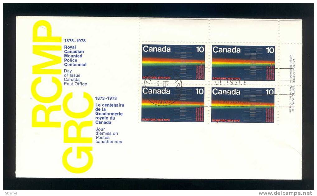 Canada Scott # 614 . RCMP Spectrograph Upper Right Inscription Block Of 4 - 1971-1980