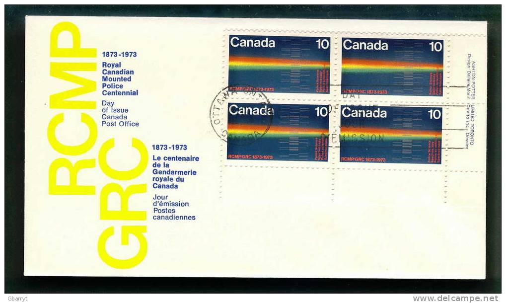 Canada Scott # 613 . RCMP Spectrograph Lower Right Inscription Block Of 4 - 1971-1980