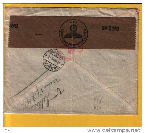 429/431 Op Aangetekende Luchtpost Brief Met Stempel ANTWERPEN Naar Gevene, Met Censuur - 1936-1951 Poortman