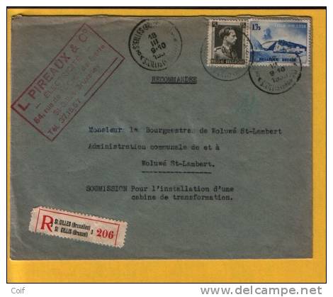 480+487 Op Aangetekende Brief Met Stempel  ST-GILLES / ST-GILLIS BRUSSEL - 1936-1957 Open Collar