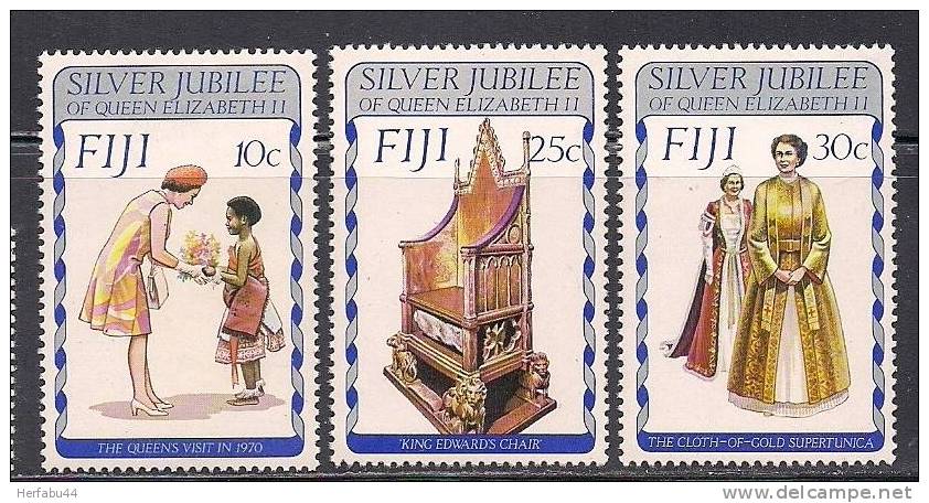 Fiji       Silver Jubilee    Set   SC# 371-73 MNH** - Fiji (1970-...)