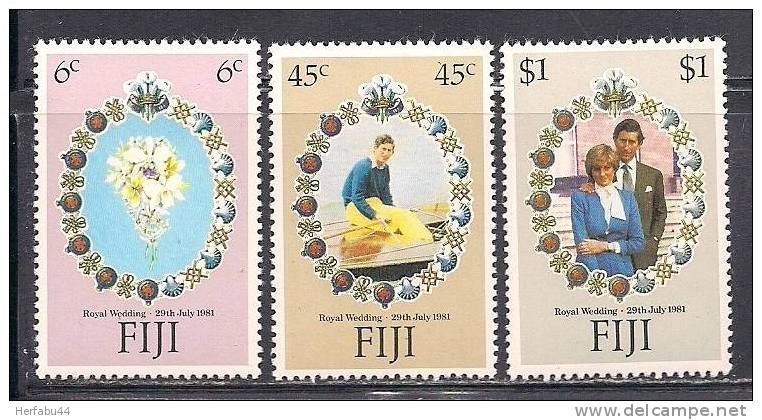 Fiji       Royal Wedding     Set     SC# 442-44 MNH** - Fidji (1970-...)