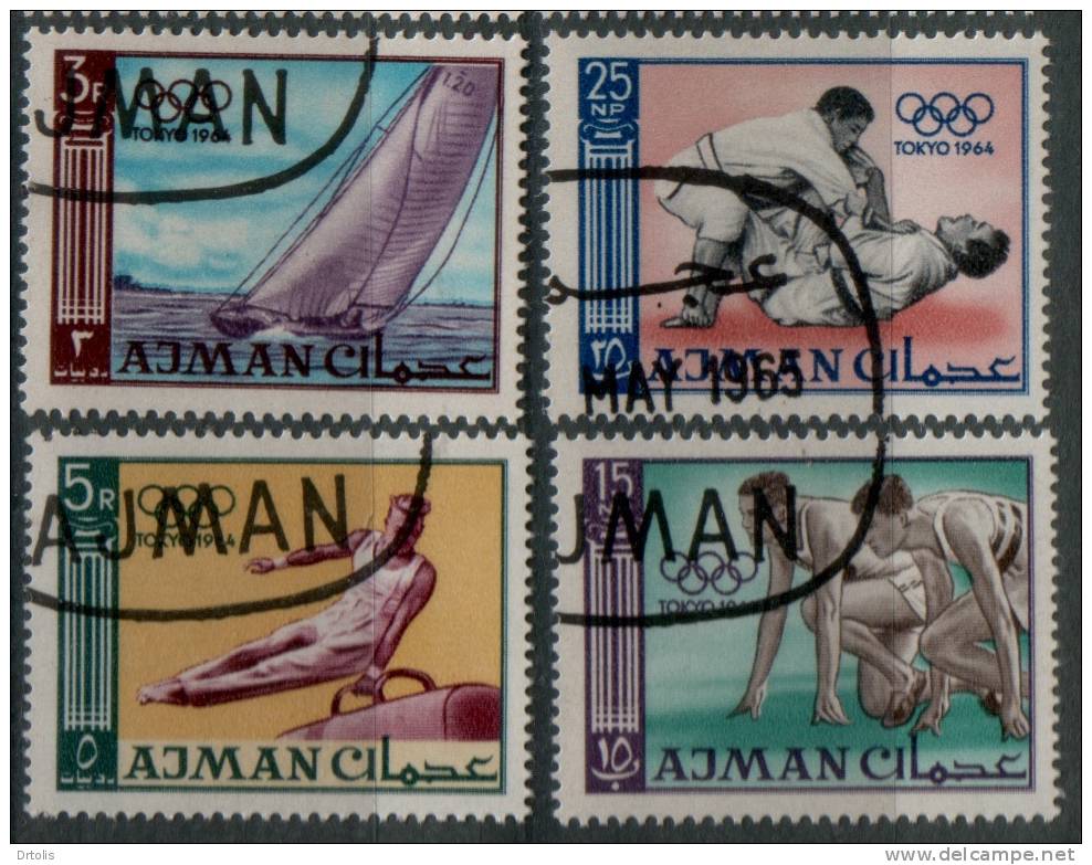 AJMAN / SUMMER OLYMPIC GAMES / TOKYO 64 / 10 VFU STAMPS / 3 SCANS . - Summer 1964: Tokyo