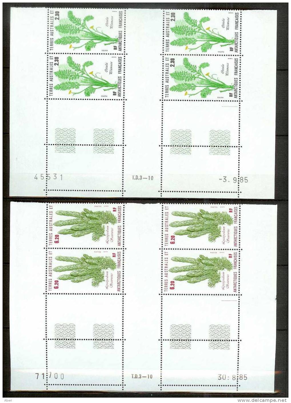 TAAF  N° 118  Coin Daté 3-9-85; 119 X 4 Coin Daté 30-8-85  FLORE - Unused Stamps