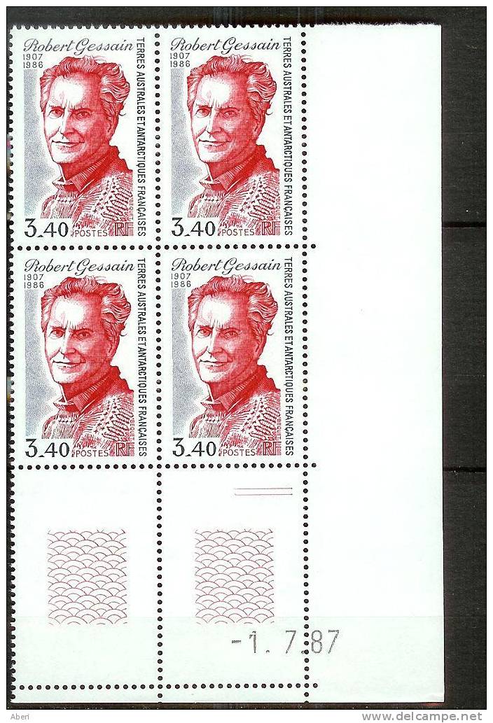 TAAF  N° 134 X 4  Coin Daté 1-7-87  Robert GESSAIN - Unused Stamps