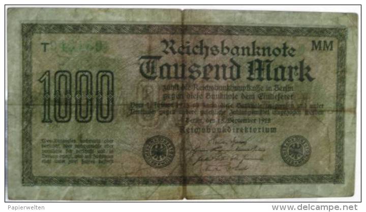 1000 Mark 1922 Rcichsbanknote (WPM 76h) 15.9.1922 - 1000 Mark