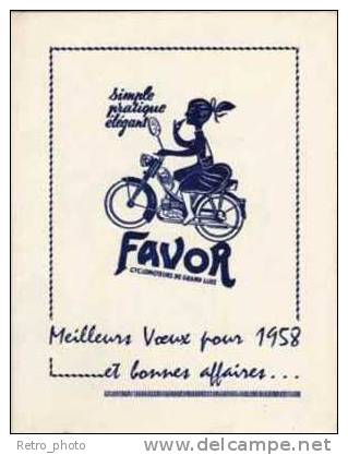 Dépliant Cyclomoteurs Favor, Meilleurs Voeux 1958 - Publicité