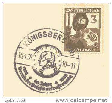 Germany Michel Nr. 643  Small Cover Special Day Cancel Koningsberg 10-4-1938 - Brieven En Documenten