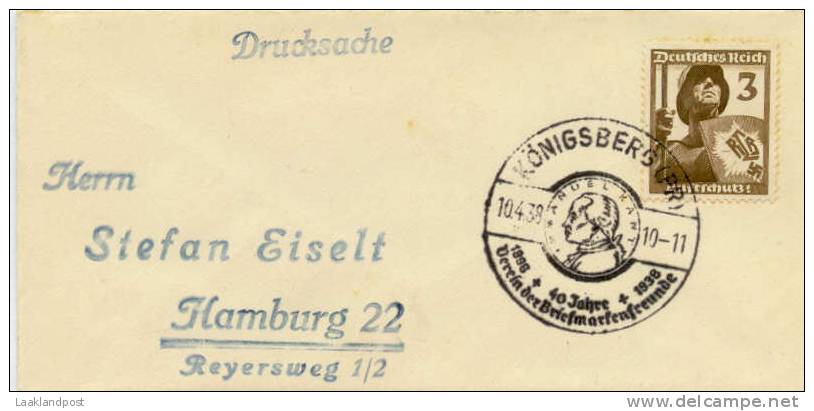 Germany Michel Nr. 643  Small Cover Special Day Cancel Koningsberg 10-4-1938 - Brieven En Documenten