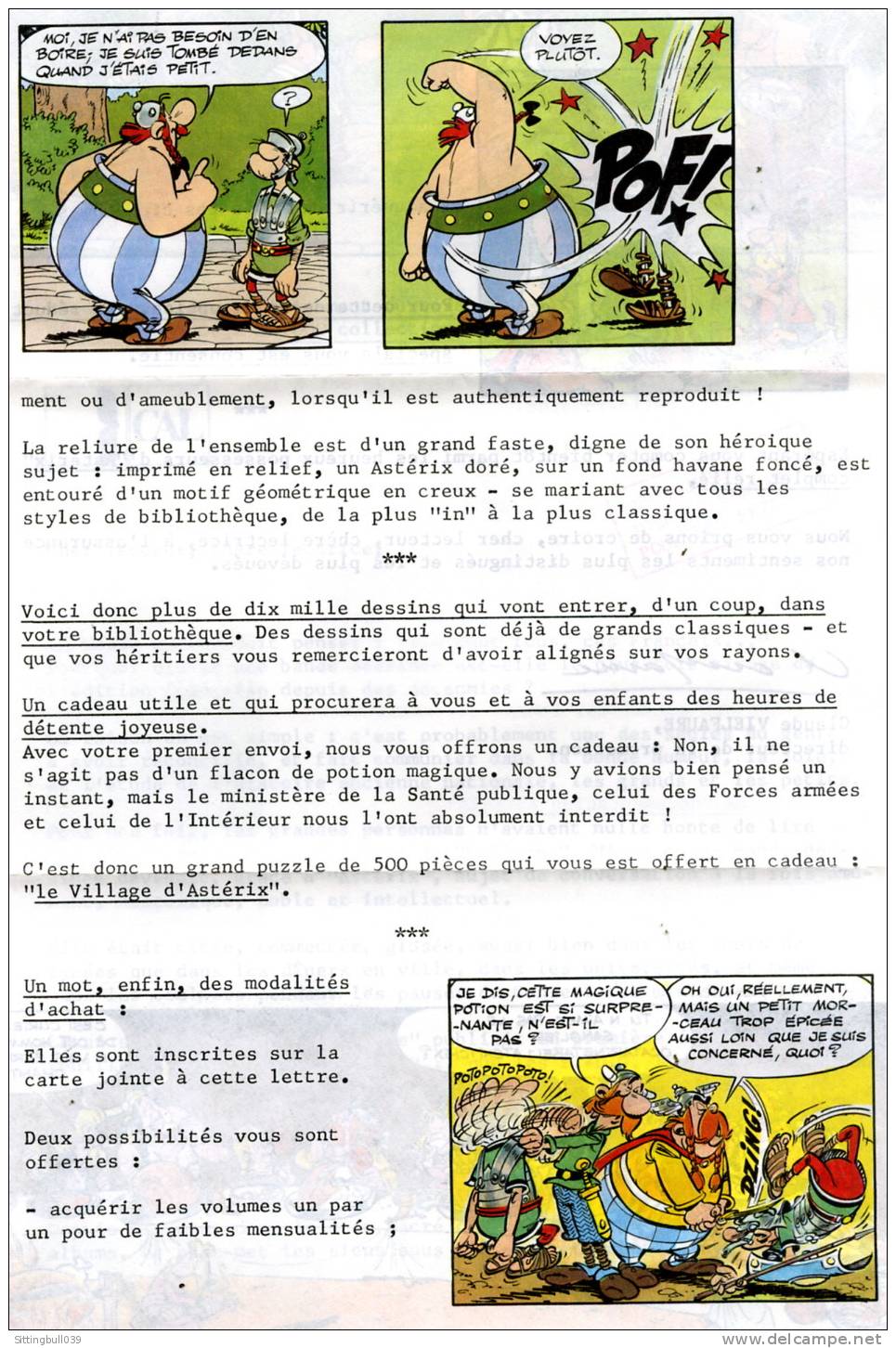 ASTERIX. PETITE ENVELOPPE COMPLÈTE DE SES PUB PAR LES ED. CULTURE ART LOISIRS 1978, POUR LA SORTIE DE TOUT ASTERIX. RARE