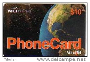 USA PREPAID MCI VEND TEL EARTH PLANETE TERRE 10$ UT - Other & Unclassified