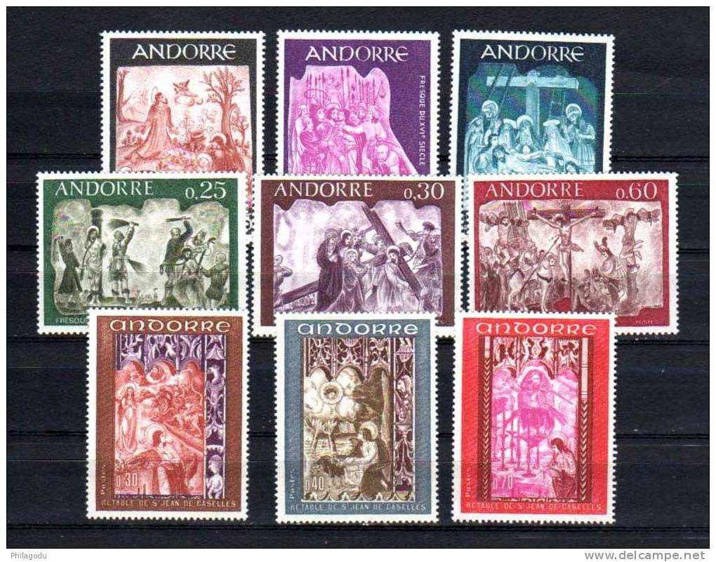 Andorre 1967- 75, Fresques Et Retables, 184 / 87-191 / 93-198 / 200 Neuf Sans Charnière, - Cuadros